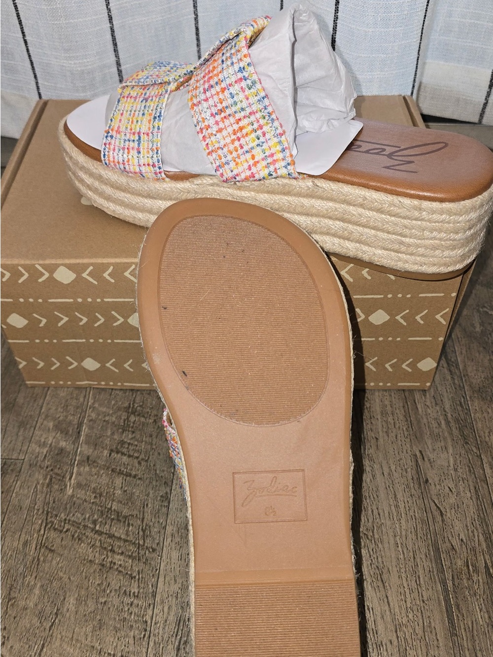 Zodiac Multicolor Tweed Espadrille Platform Slides